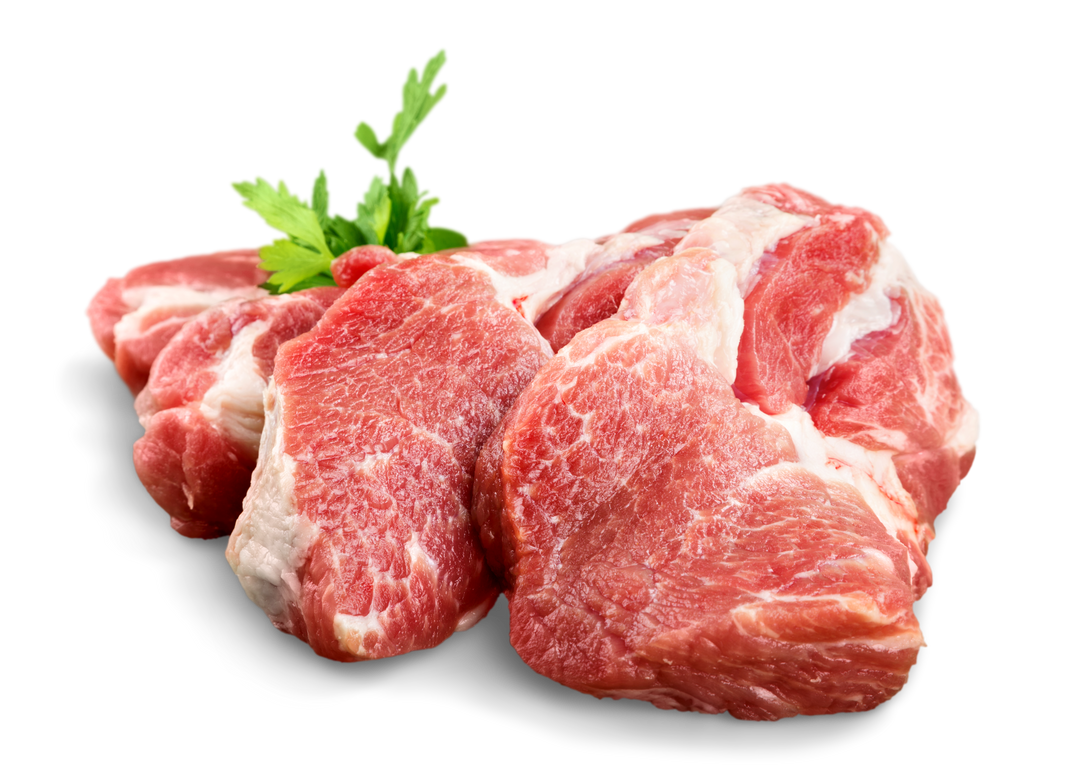 Pieces of Crude Meat with Parsley Cutout